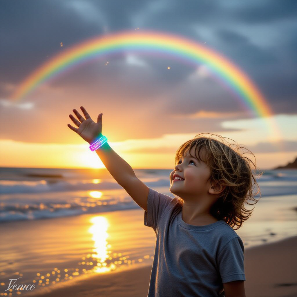 Child wearing LUMEN device during emotional wellness activities