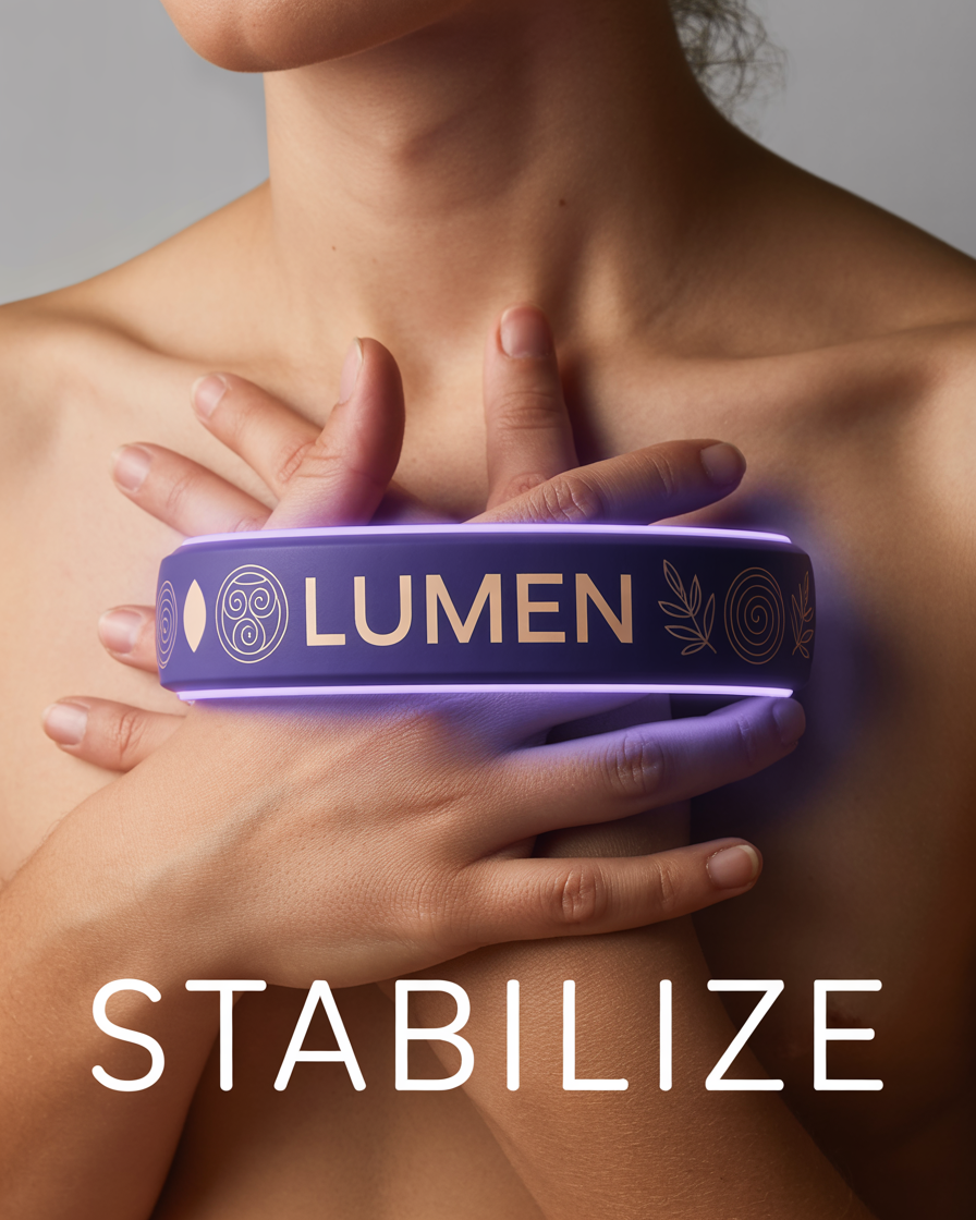 LUMEN stabilize feature - Heart-centered placement for grounding and emotional centering